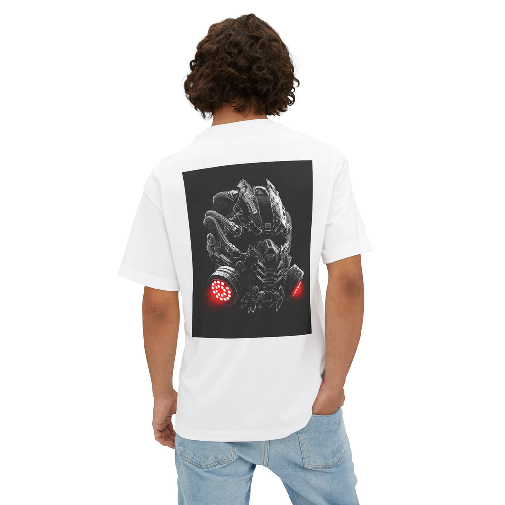 Boxy Tee — Futuristic Techwear Respirator Back Graphic (Crimson Filters)
