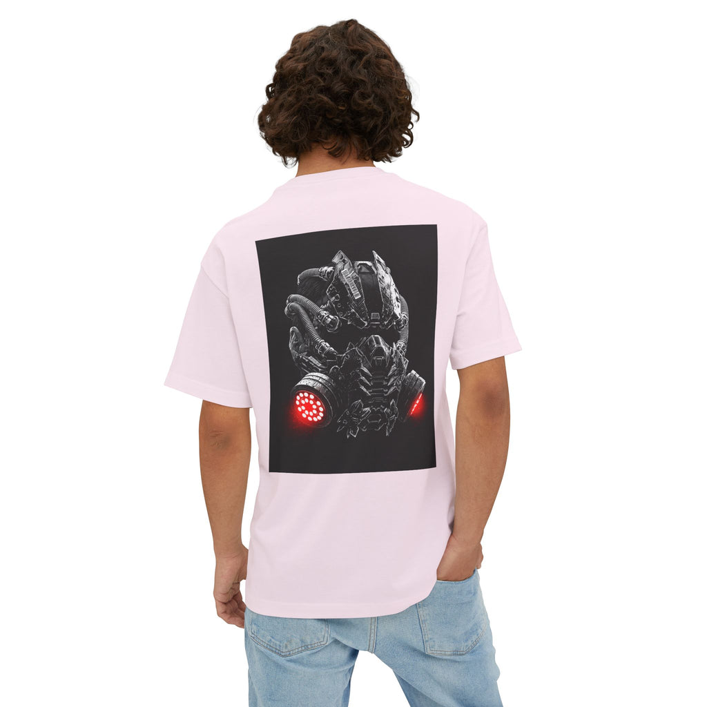 Boxy Tee — Futuristic Techwear Respirator Back Graphic (Crimson Filters)