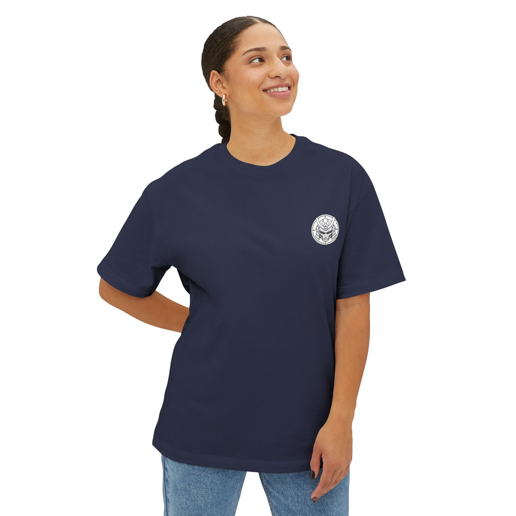 Boxy Tee — Minimal Mecha Logo Chest Graphic