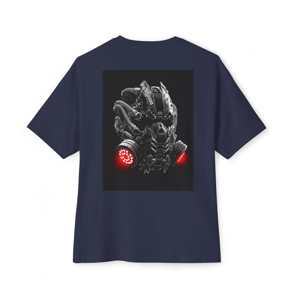 Boxy Tee — Futuristic Techwear Respirator Back Graphic (Crimson Filters)