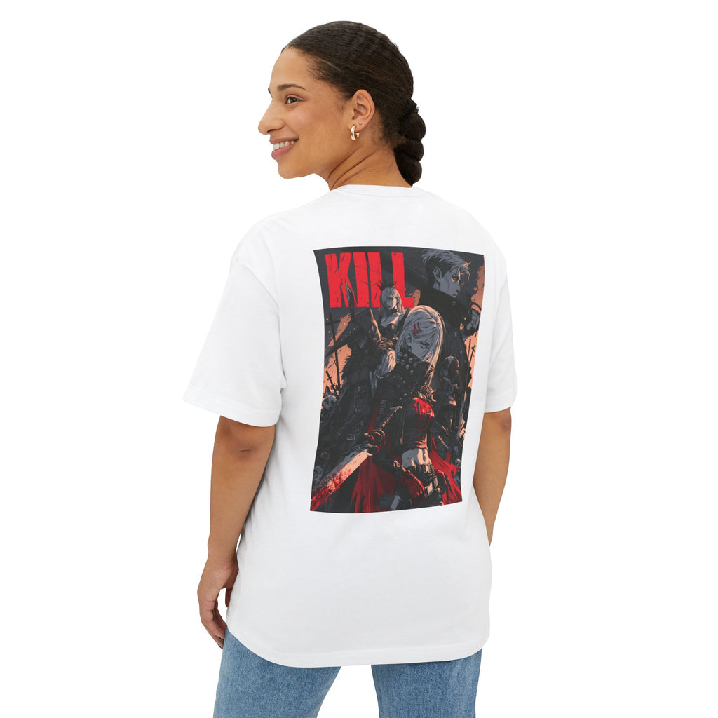 Minimal Mecha Emblem Boxy Tee — Anime-Inspired Back Graphic