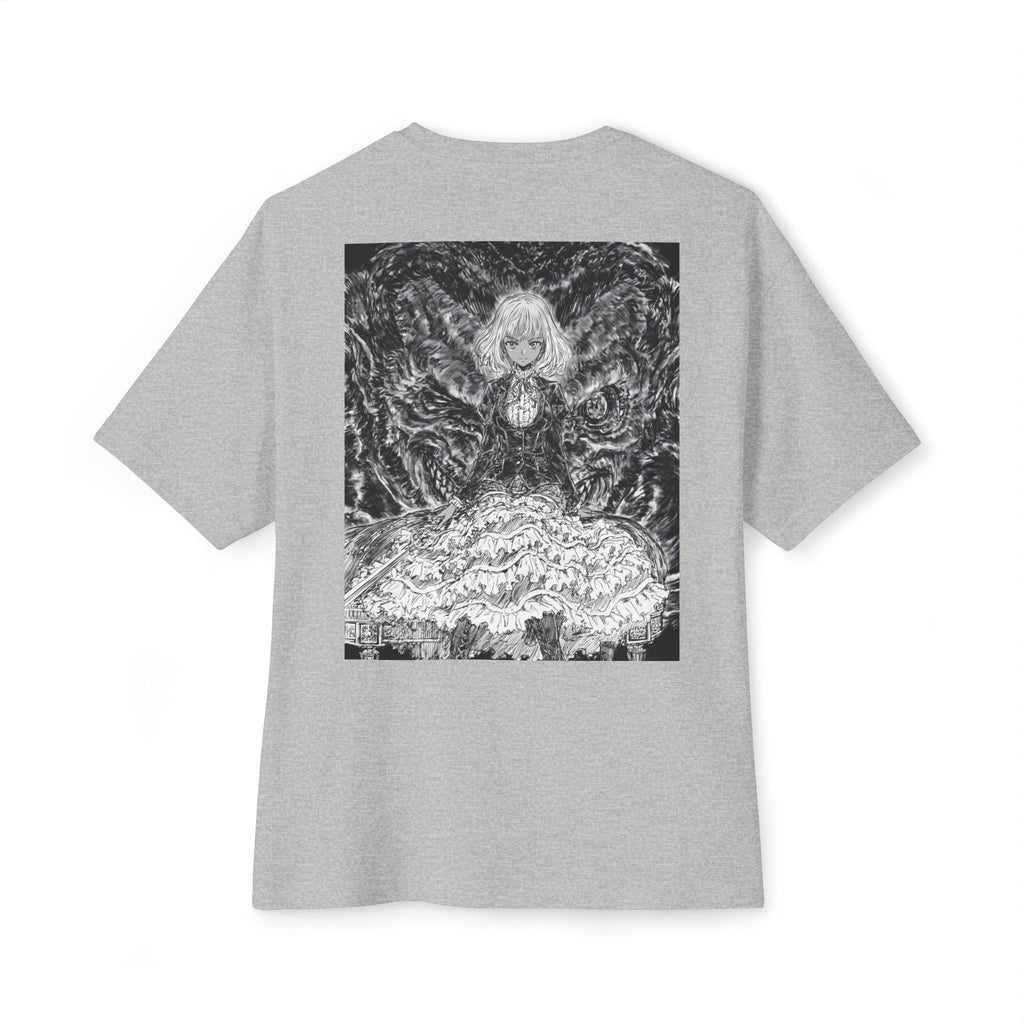 Minimal Mecha Emblem Boxy Tee — Dark Anime Back Graphic